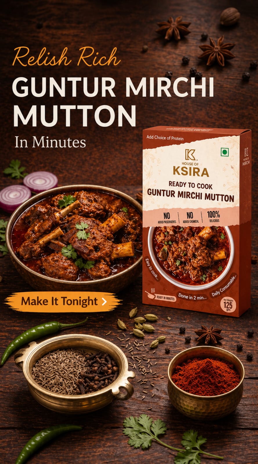 Guntur Mirchi Mutton - Ready to cook